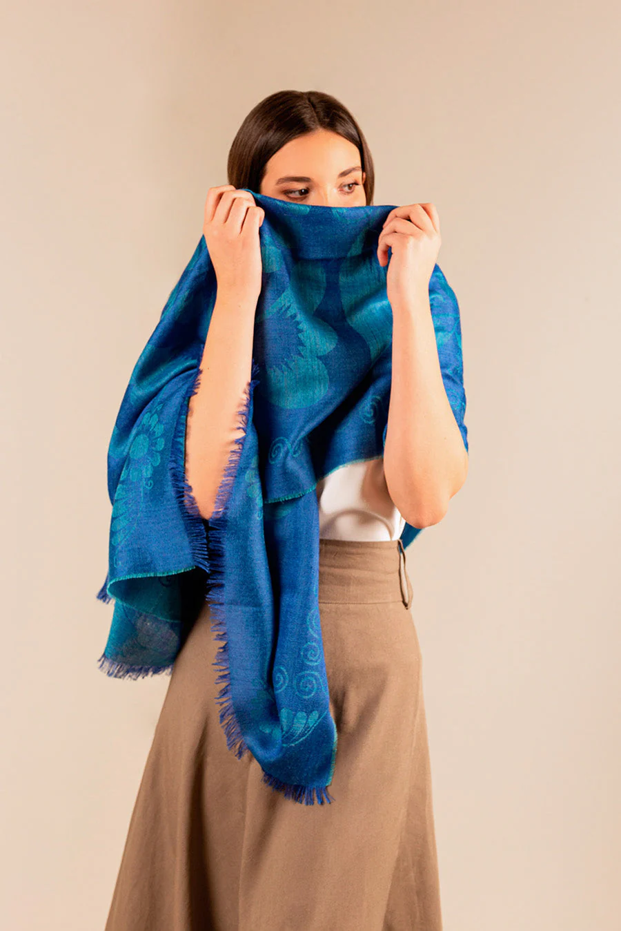 Unwrap Shawl Baby Alpaca Color Blue