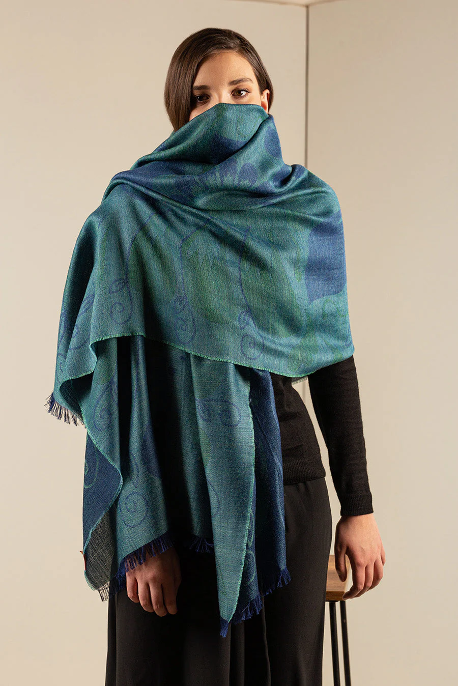 Usati Shawl Baby Alpaca Color Blue