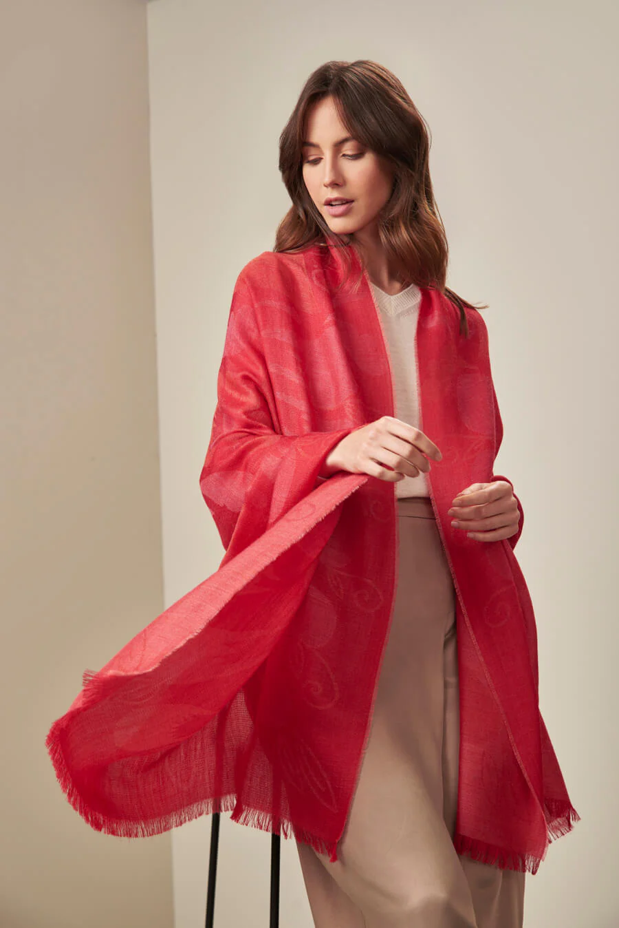 Usati Shawl Baby Alpaca Color Red