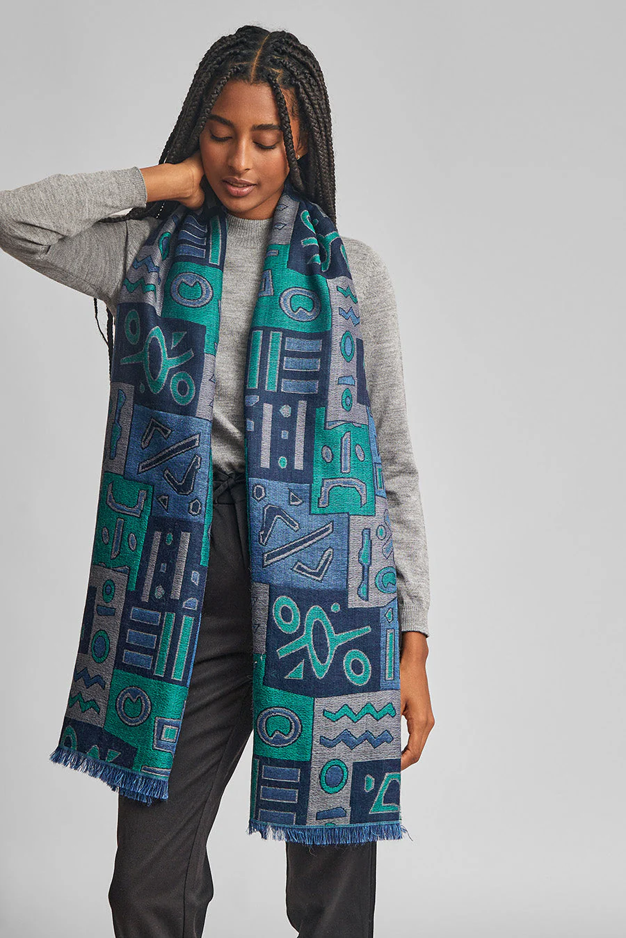 Wes Shawl Baby Alpaca Color Blue