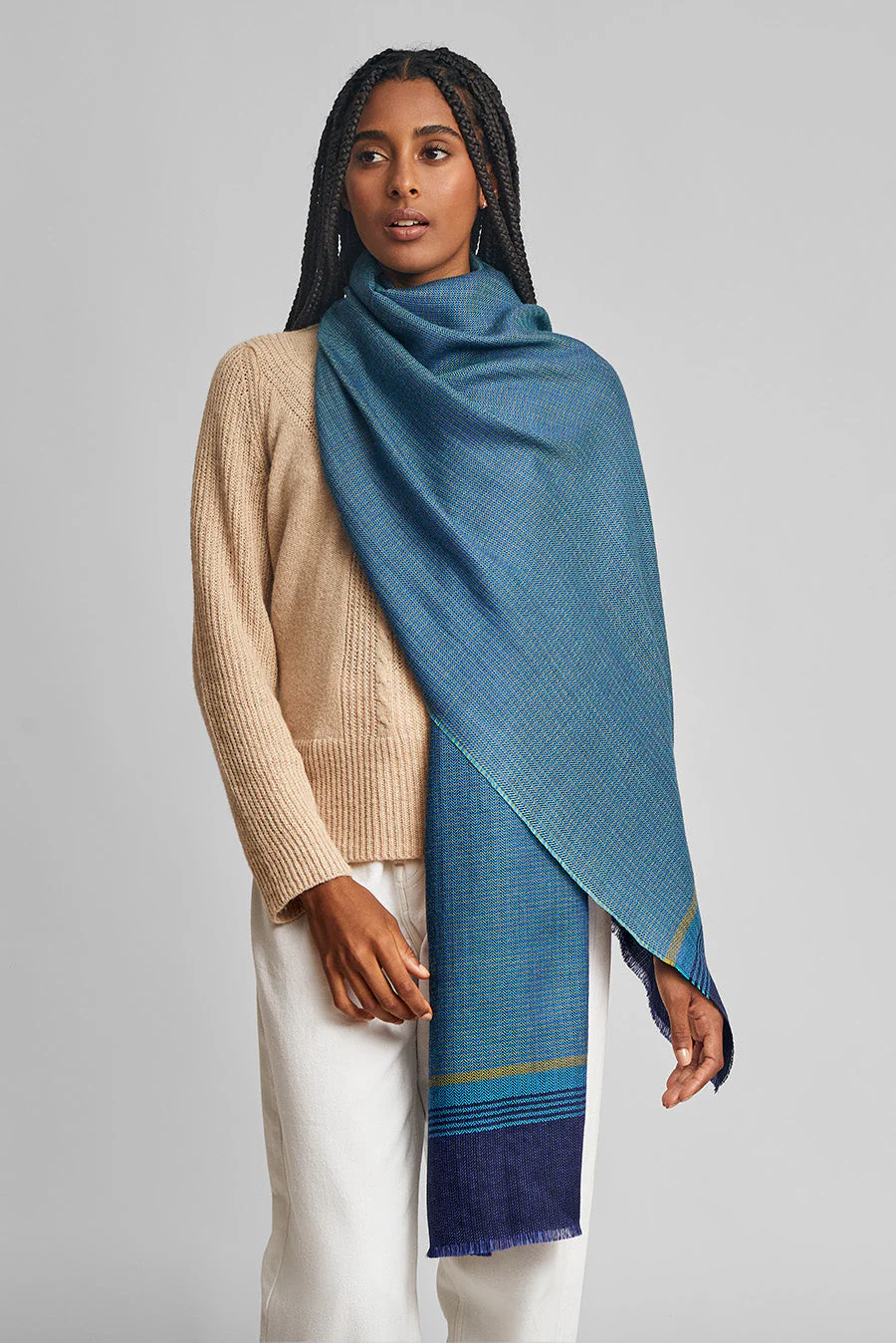 Woi Shawl Baby Alpaca Color Blue