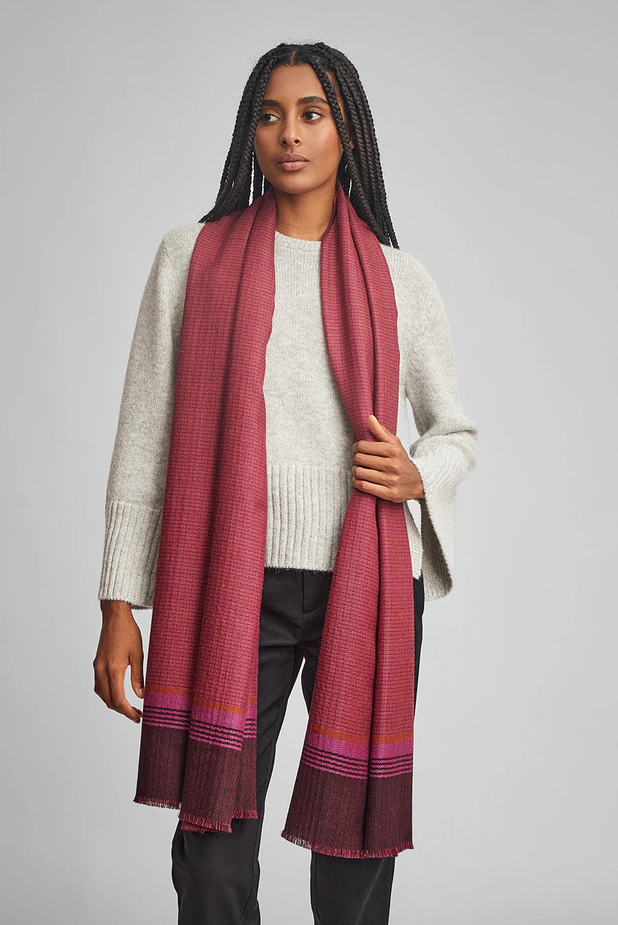 Woi Shawl Baby Alpaca Color Guinda