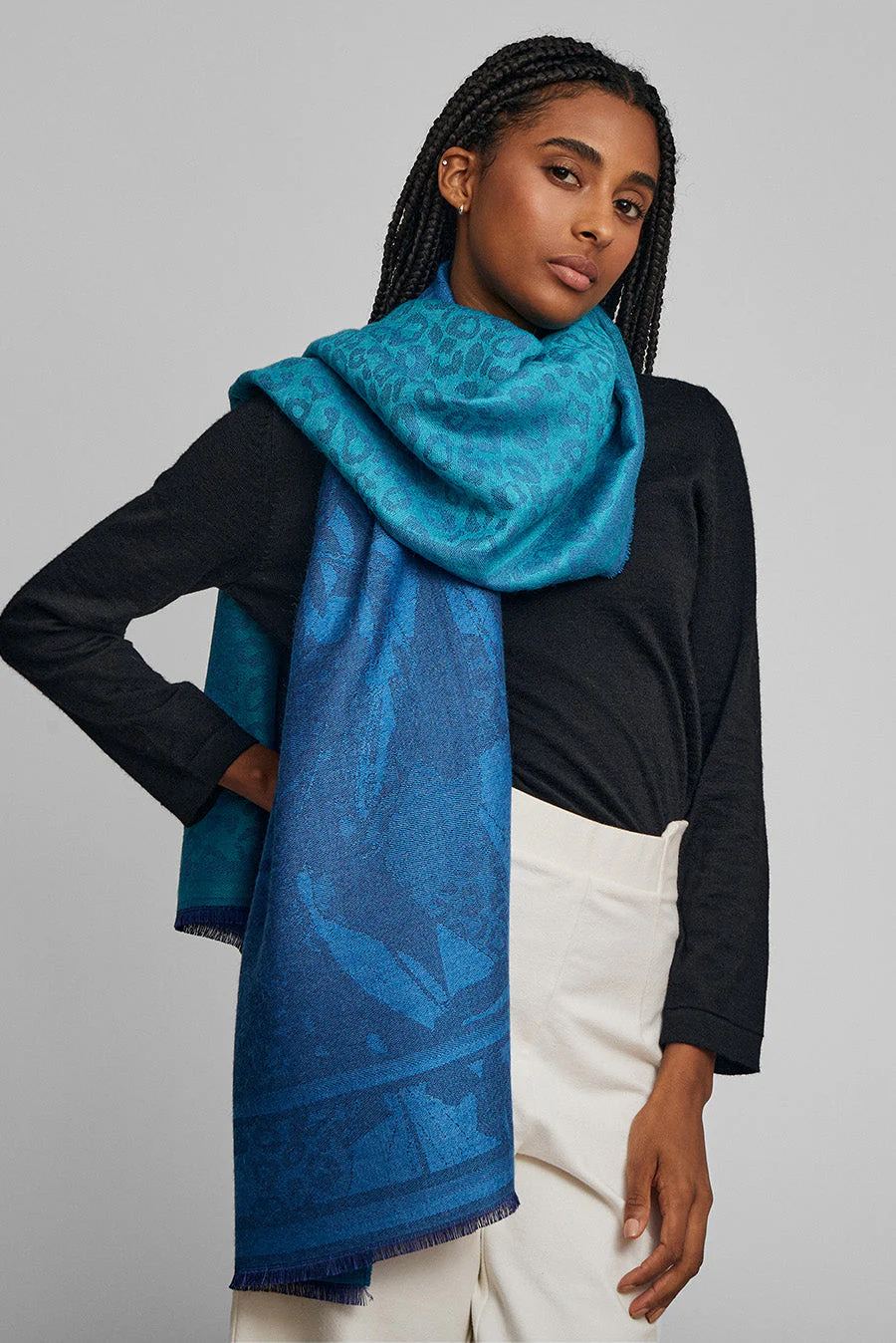Wuttenberg Shawl Baby Alpaca & Silk Color Blue
