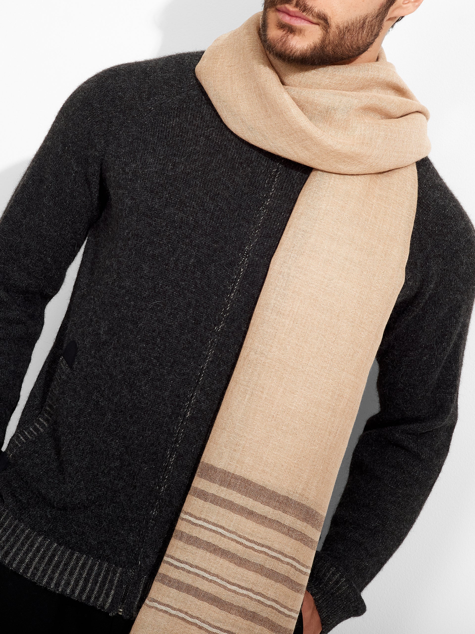 Mao Shawl Baby Alpaca Color Beige - Image 5