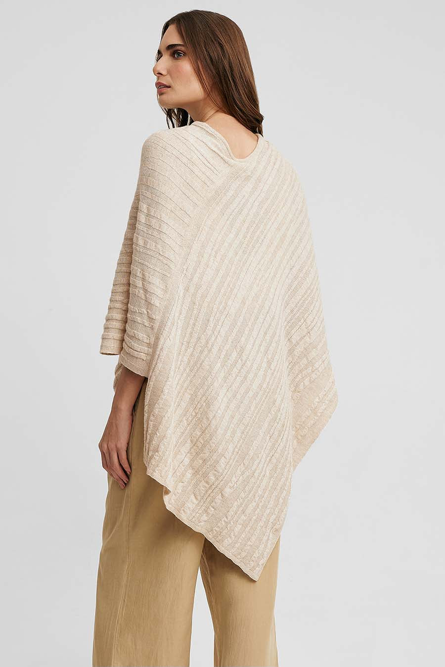 Wasabi Poncho Cotton & Baby Alpaca Color Beige - Image 3