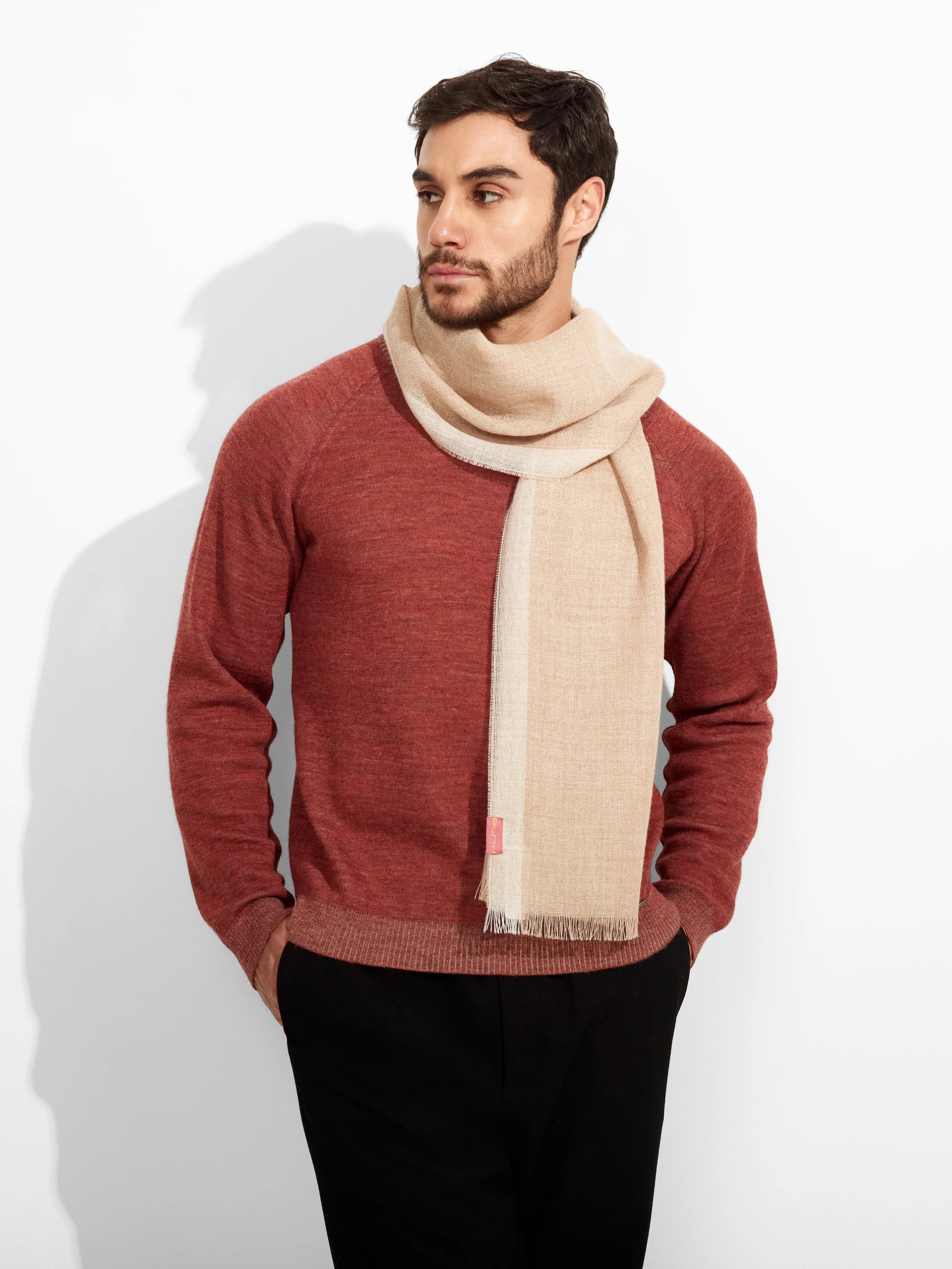 Rum Shawl Baby Alpaca Color Beige - Image 4