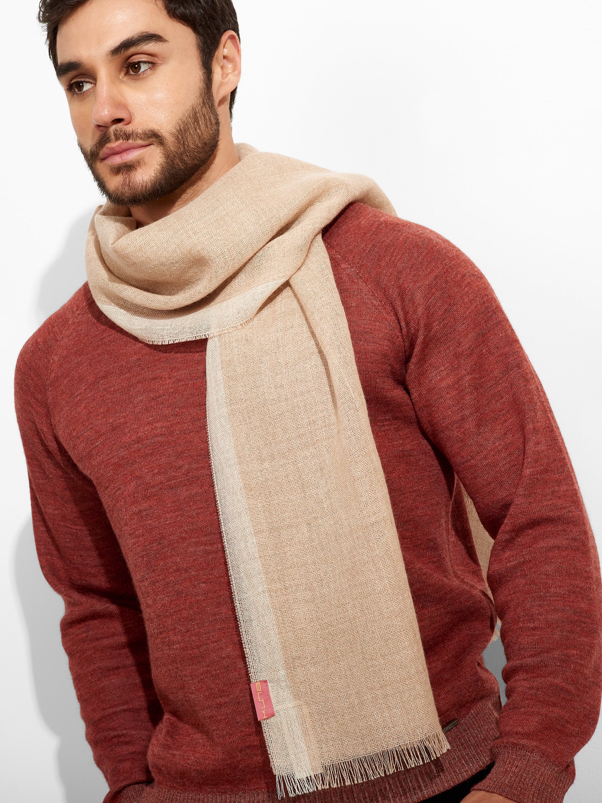 Rum Shawl Baby Alpaca Color Beige - Image 5
