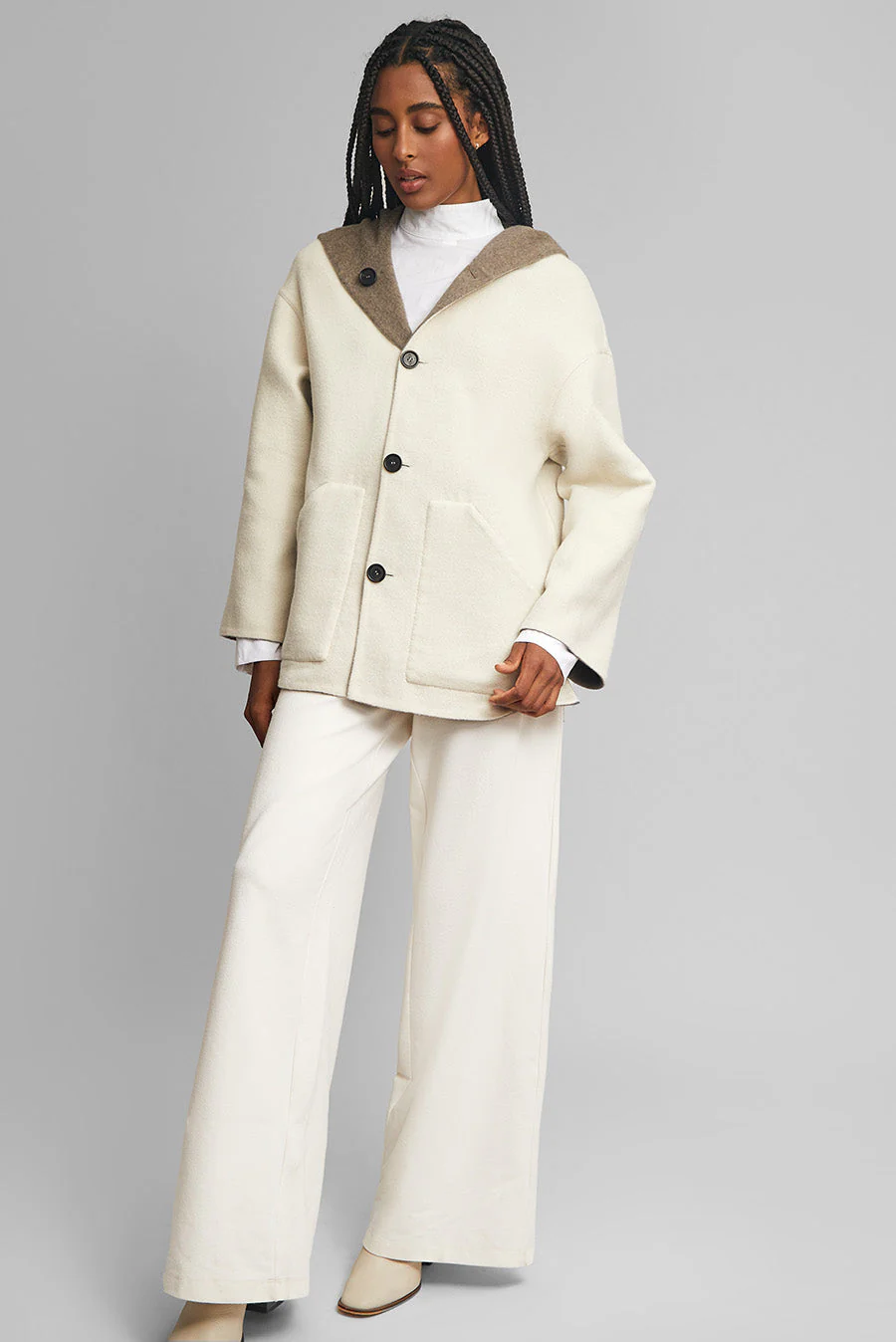 Whoopi Coat Baby Alpaca Color Sepia & Ecru - Image 10