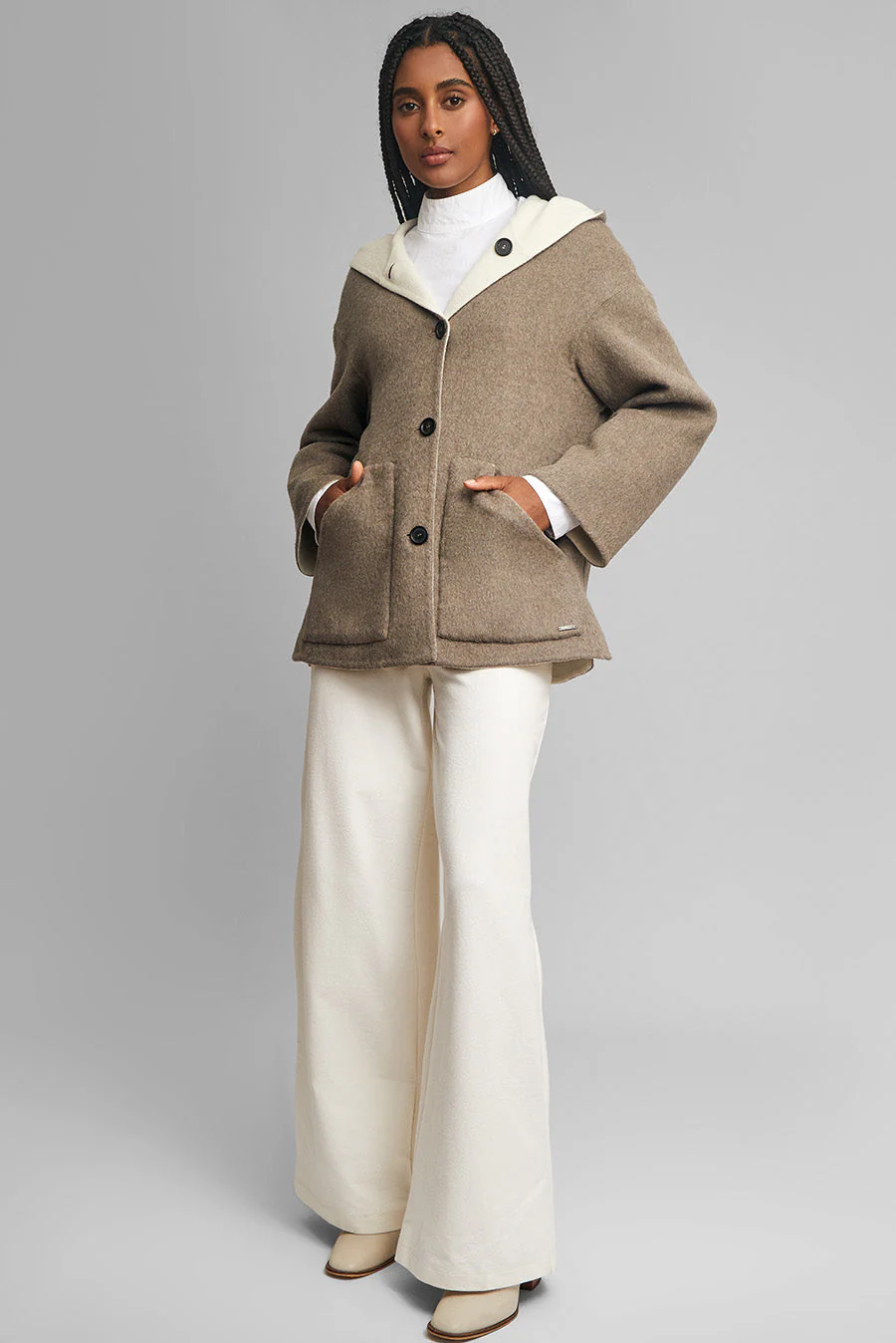Whoopi Coat Baby Alpaca Color Sepia & Ecru - Image 5
