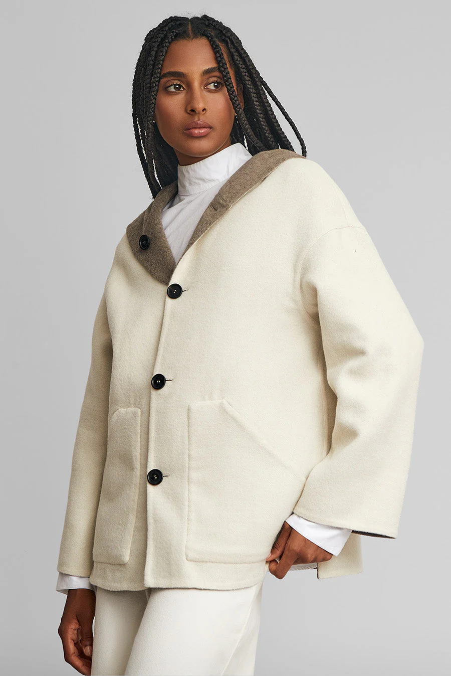 Whoopi Coat Baby Alpaca Color Sepia & Ecru - Image 8
