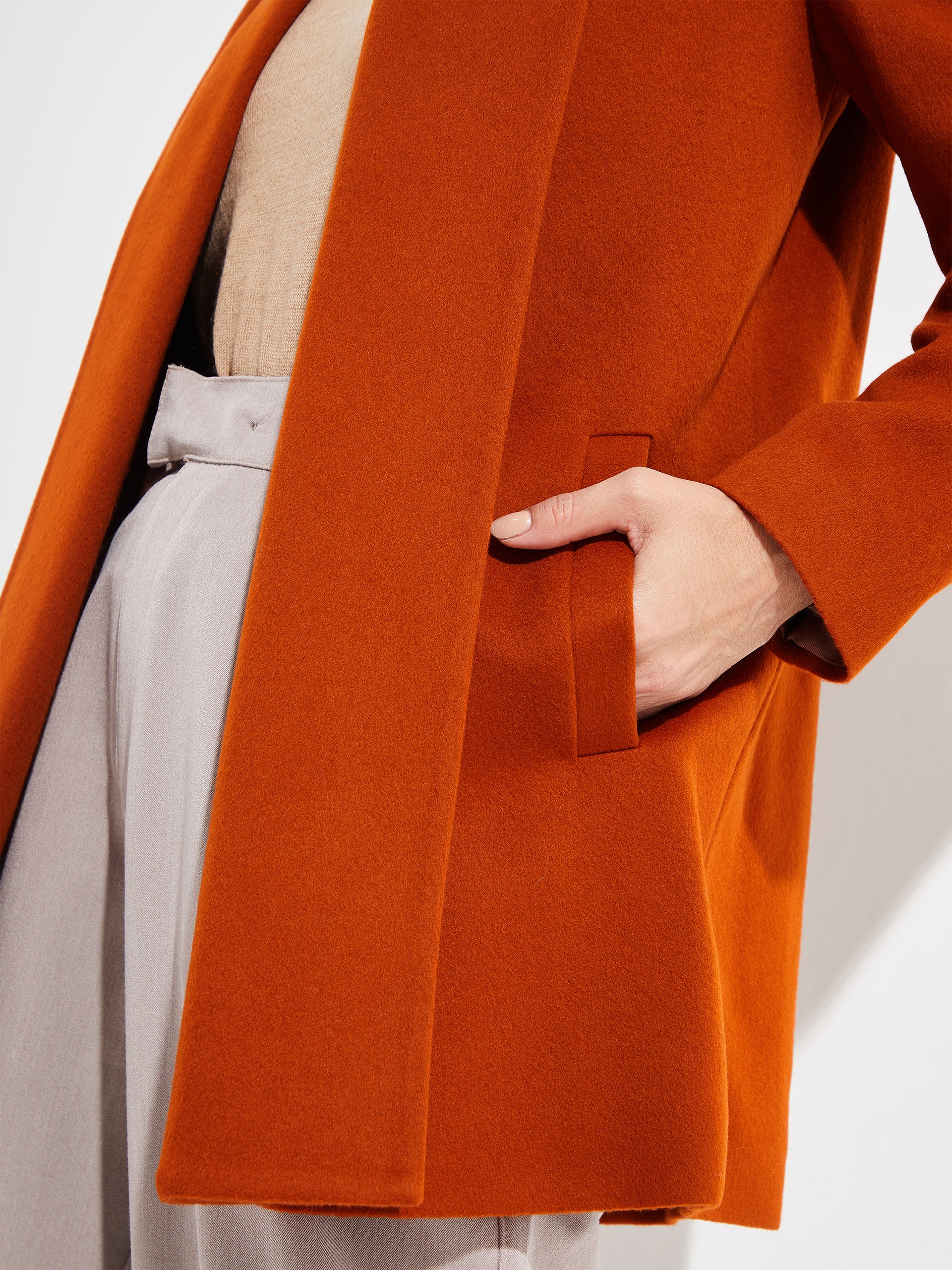 Short Swing Coat Vicuña Color Orange - Image 5