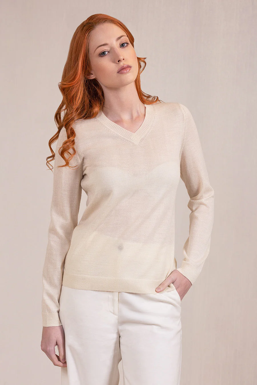 Almibar Sweater Baby Alpaca Color Ecru