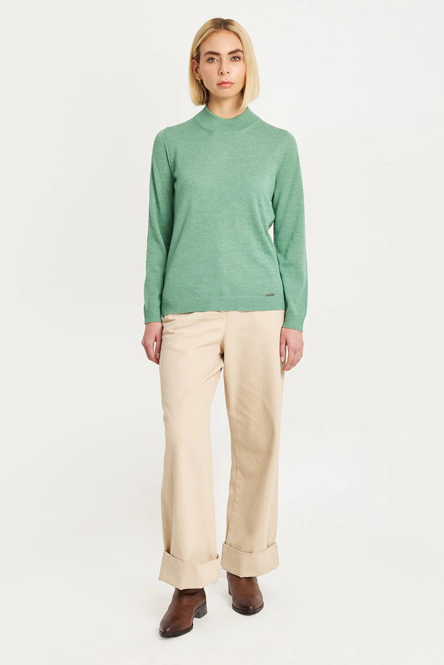 Anahi Sweater Baby Alpaca Color Basil - Image 4