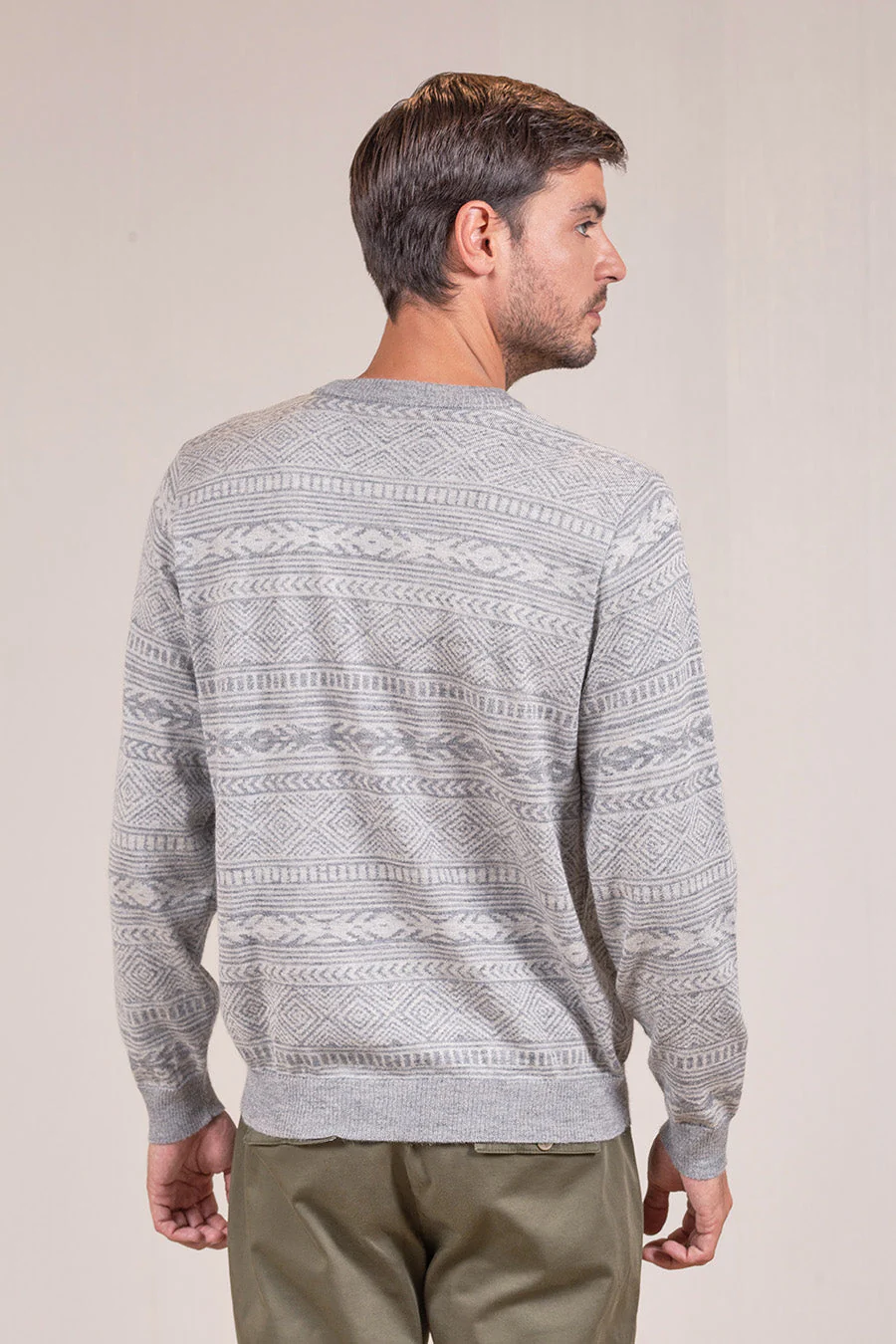 Valerio Sweater Baby Alpaca Color Smoke & Ecru - Image 2