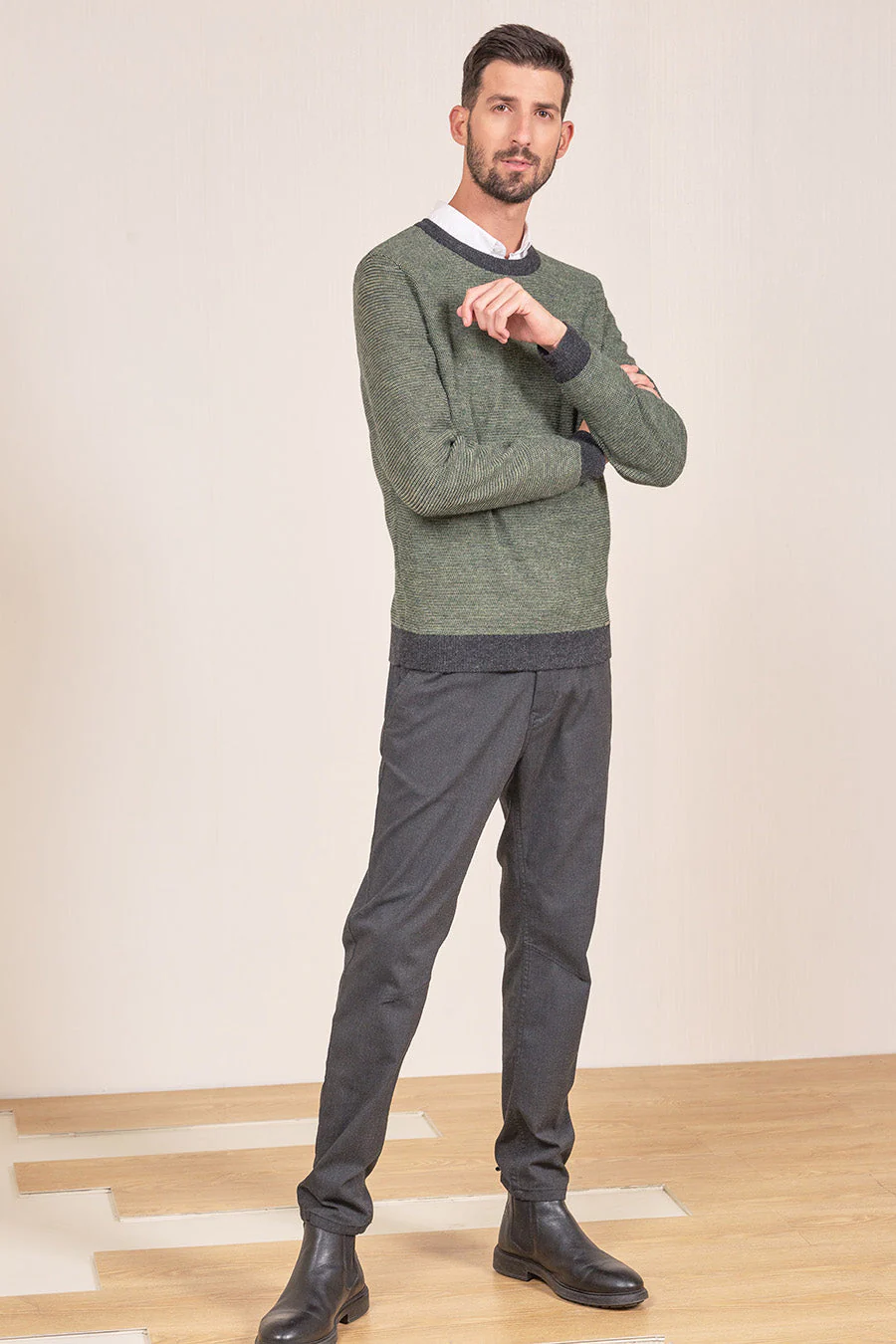 Visconti Sweater Baby Alpaca Color Antracite& Spruce&Fango - Image 3