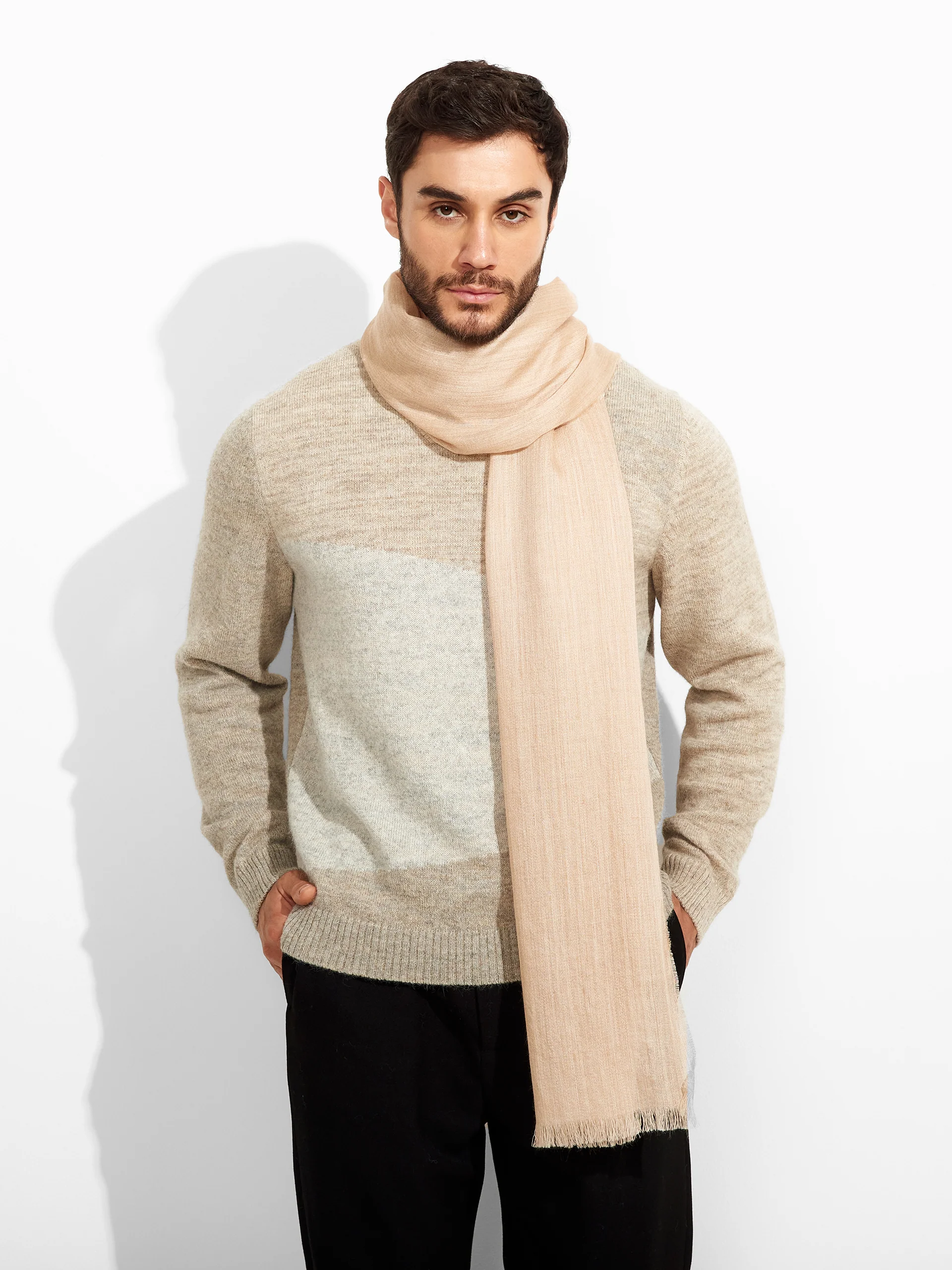 Teaberry B Shawl Baby Alpaca Color Beige - Image 4