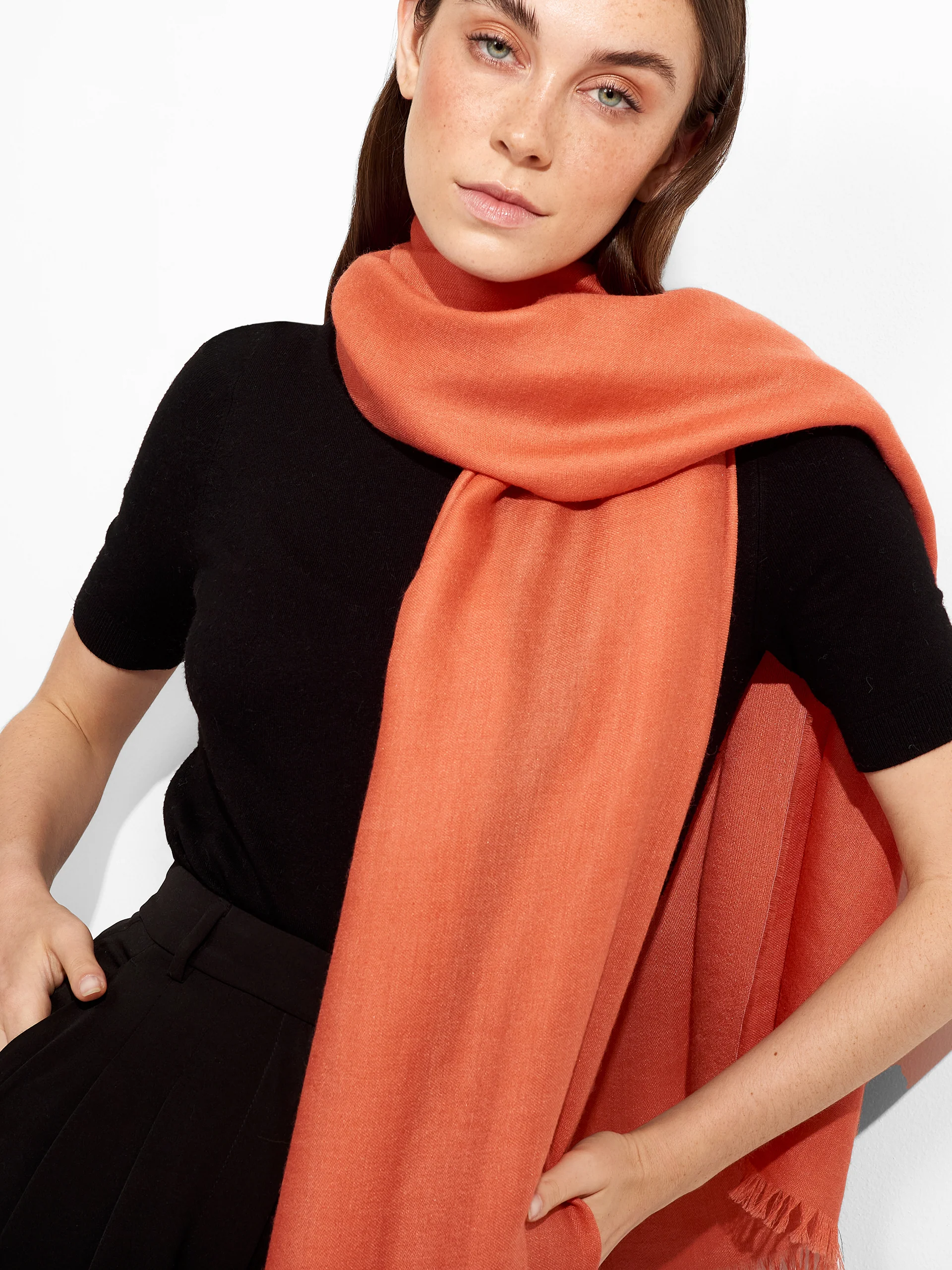 Teaberry Shawl Baby Alpaca Color Orange - Image 3