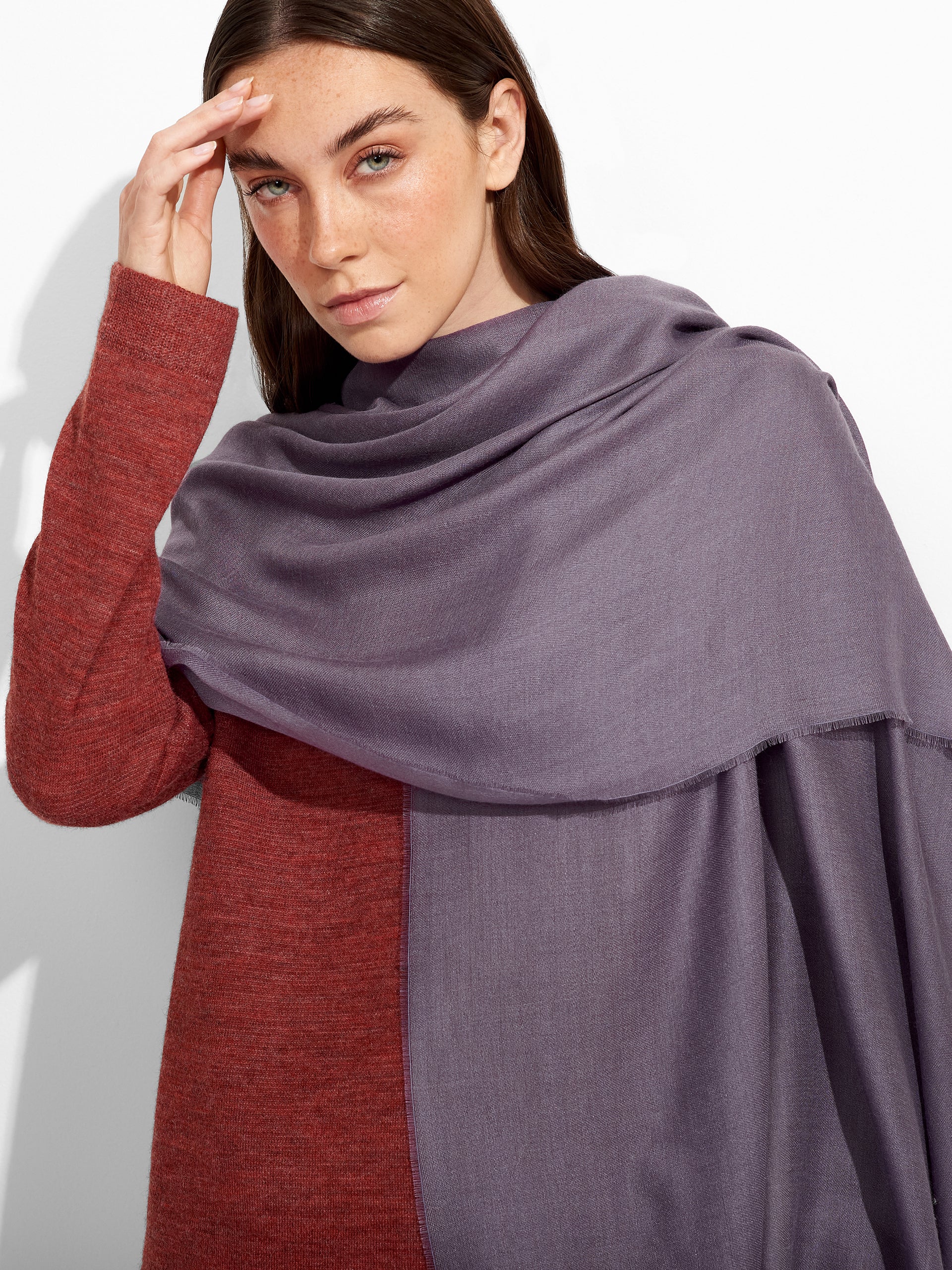 Teaberry Shawl Baby Alpaca Color Purple - Image 3