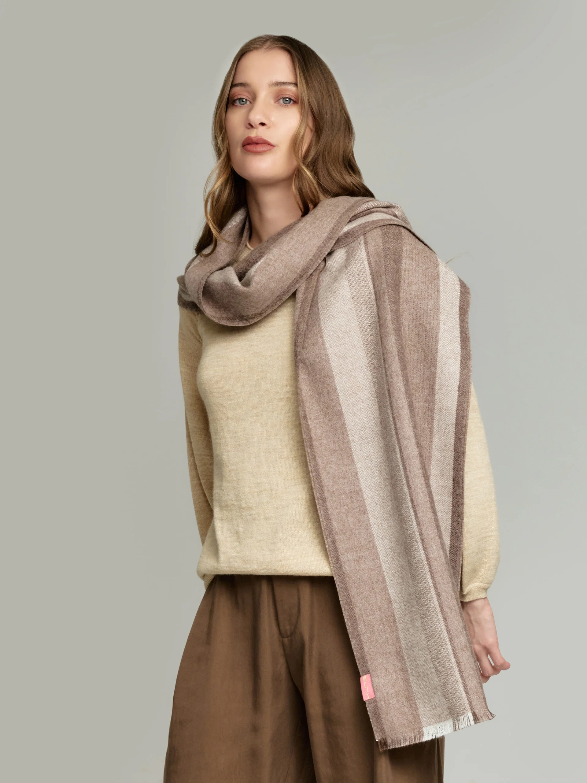 Valter Eco Scarf Baby Alpaca Color Brown