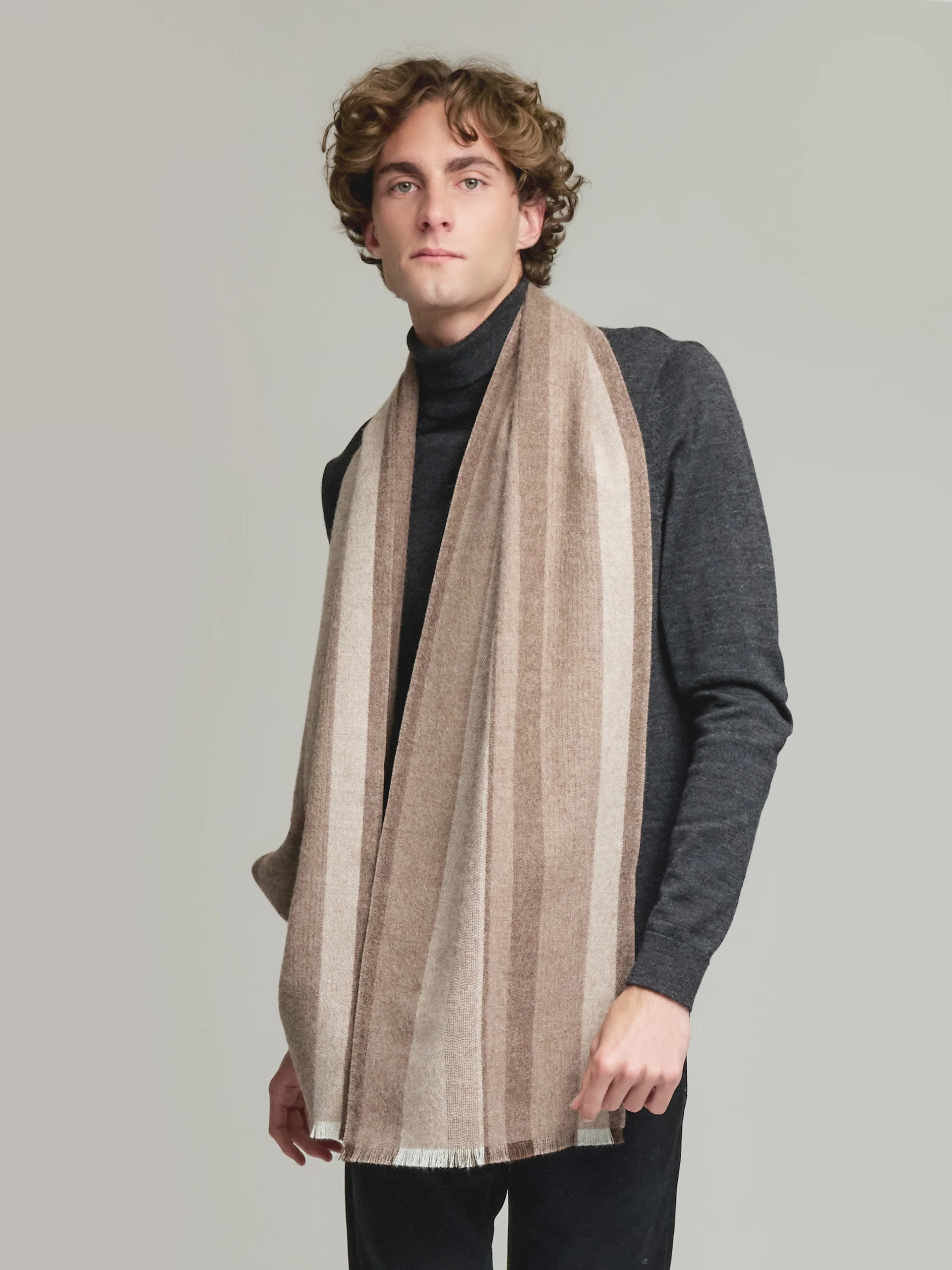Valter Eco Scarf Baby Alpaca Color Brown - Image 4
