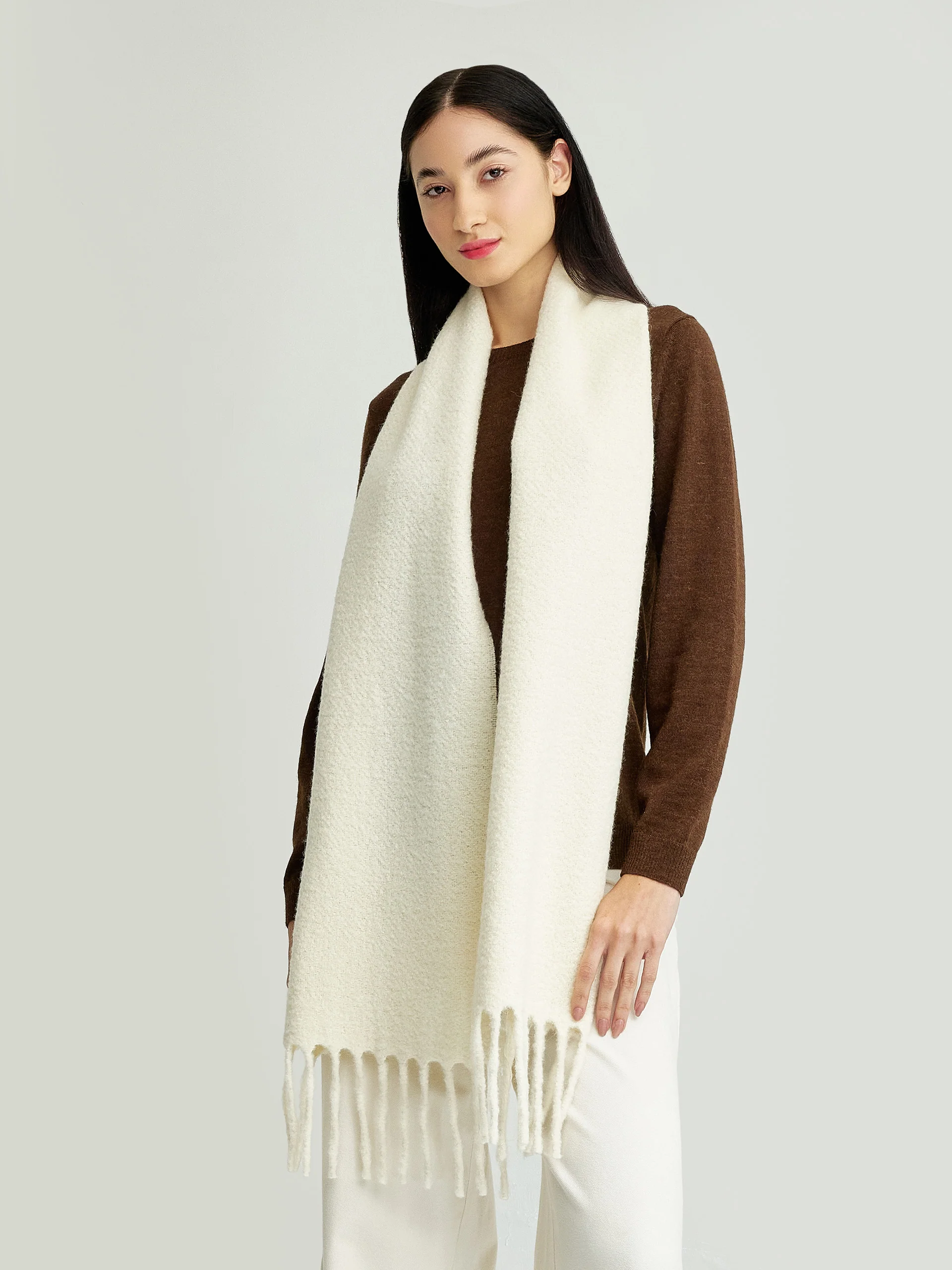 Yamileth Scarf Baby Alpaca & Wool Color Ecru