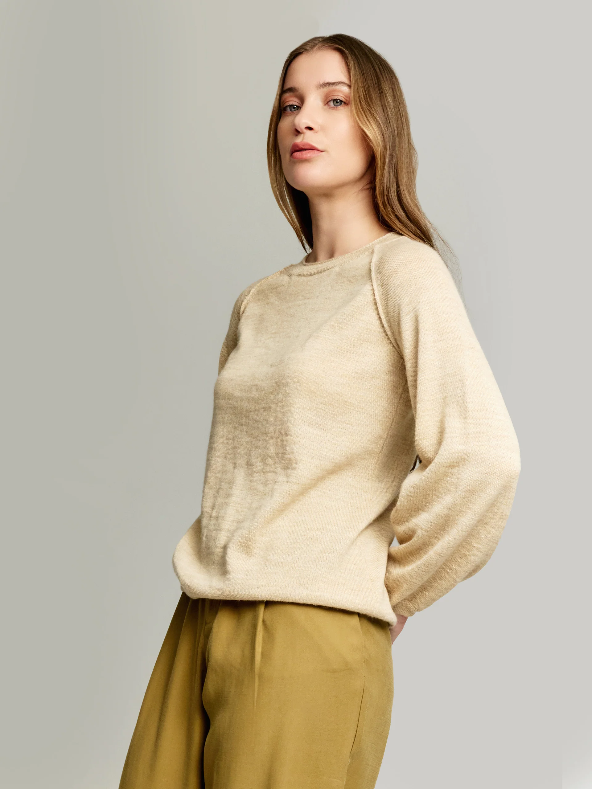 Yanela Sweater Baby Alpaca Color Beige - Image 2