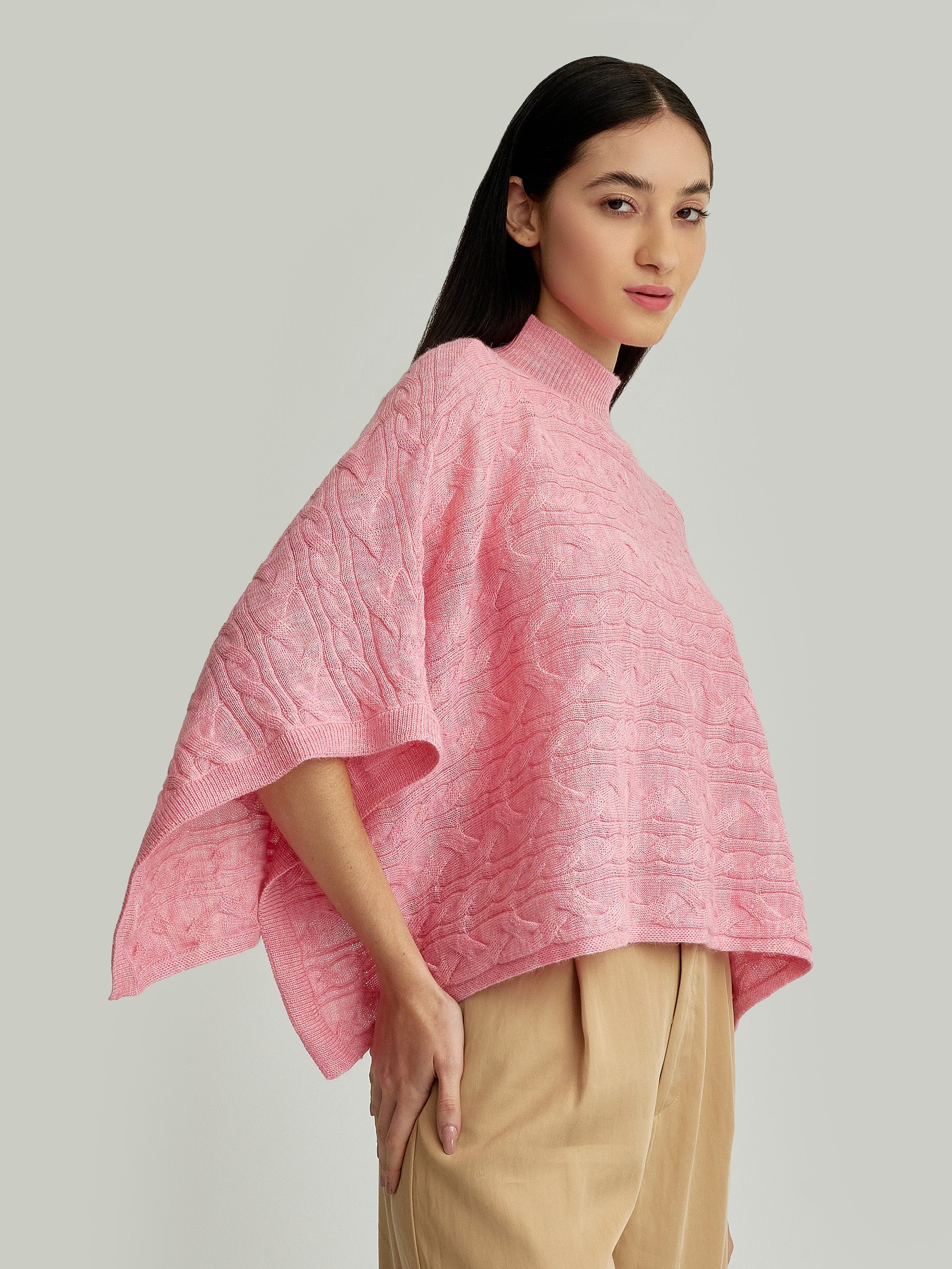 Yanina Poncho Baby Alpaca Color Pink - Image 2