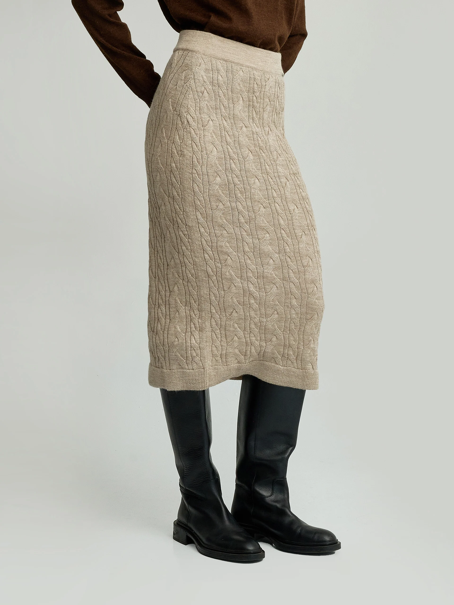 Yanina Skirt Baby Alpaca Color Beige - Image 2