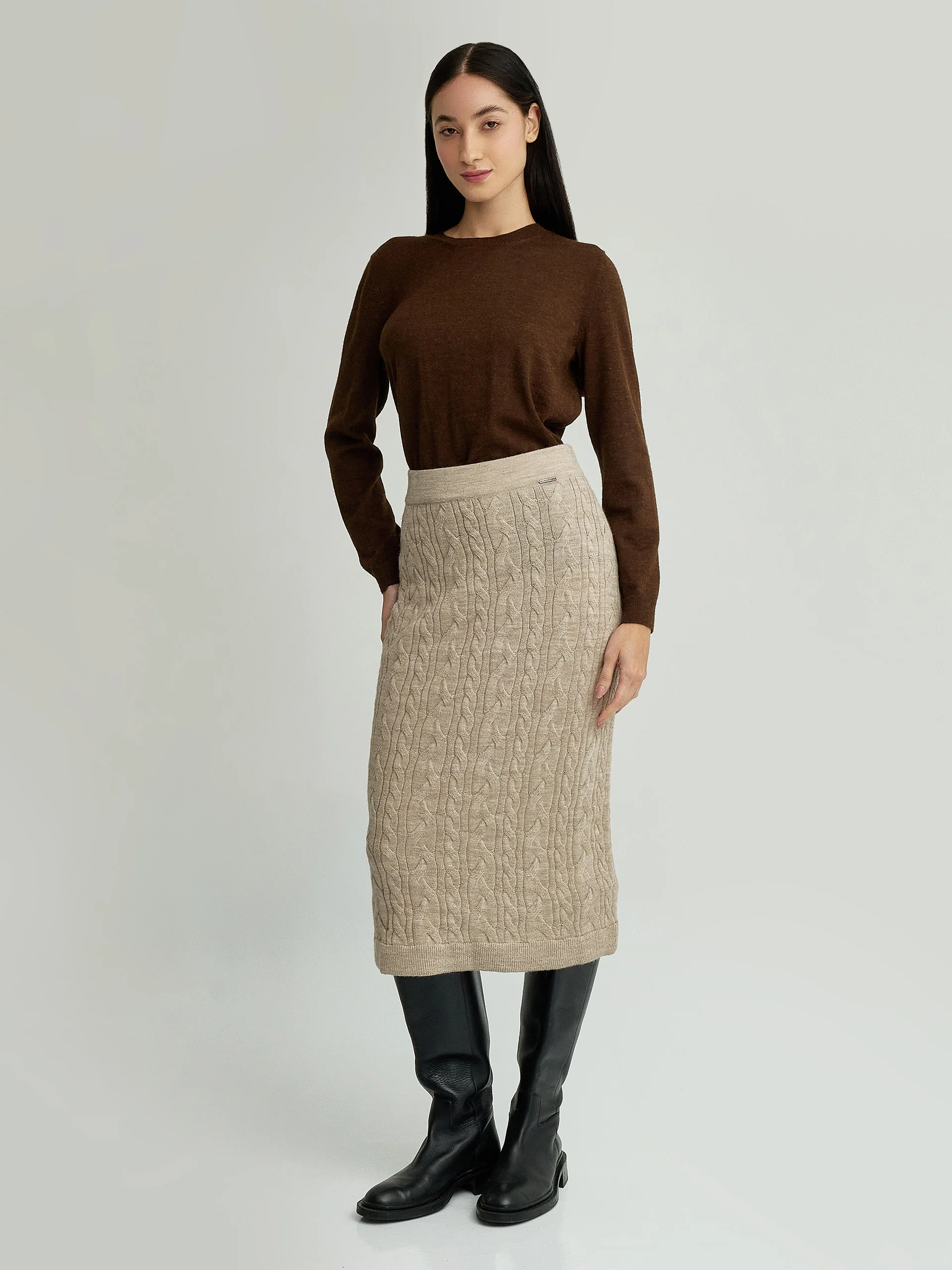 Yanina Skirt Baby Alpaca Color Beige - Image 4