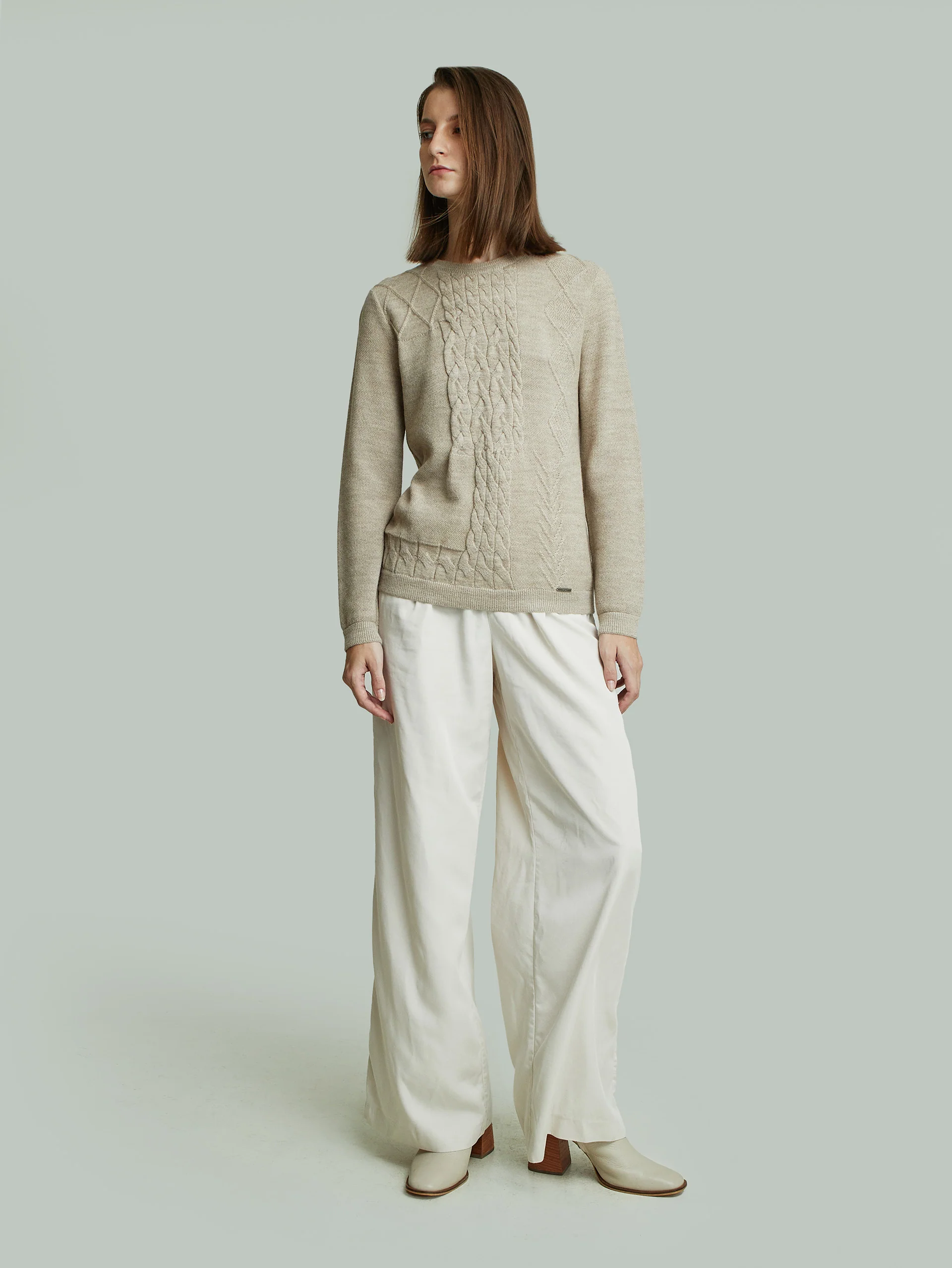 Yanina Sweater Baby Alpaca Color Beige - Image 4