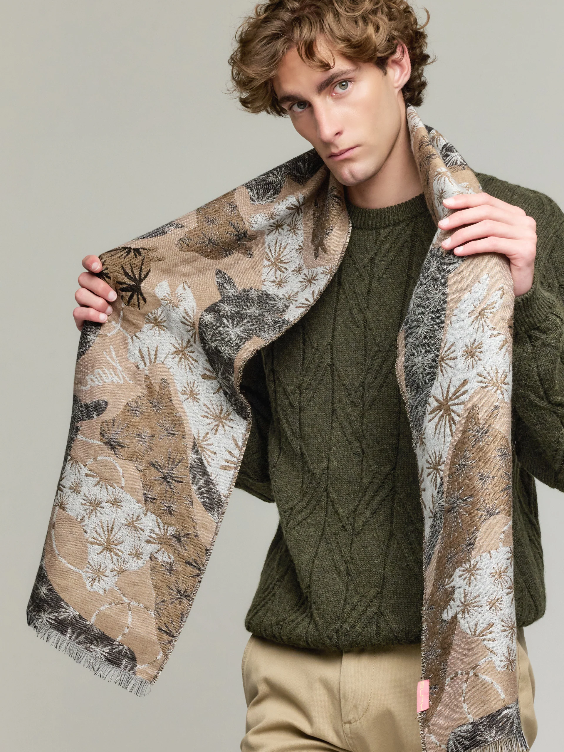 Yasu Scarf Baby Alpaca Color Brown/Grey - Image 5