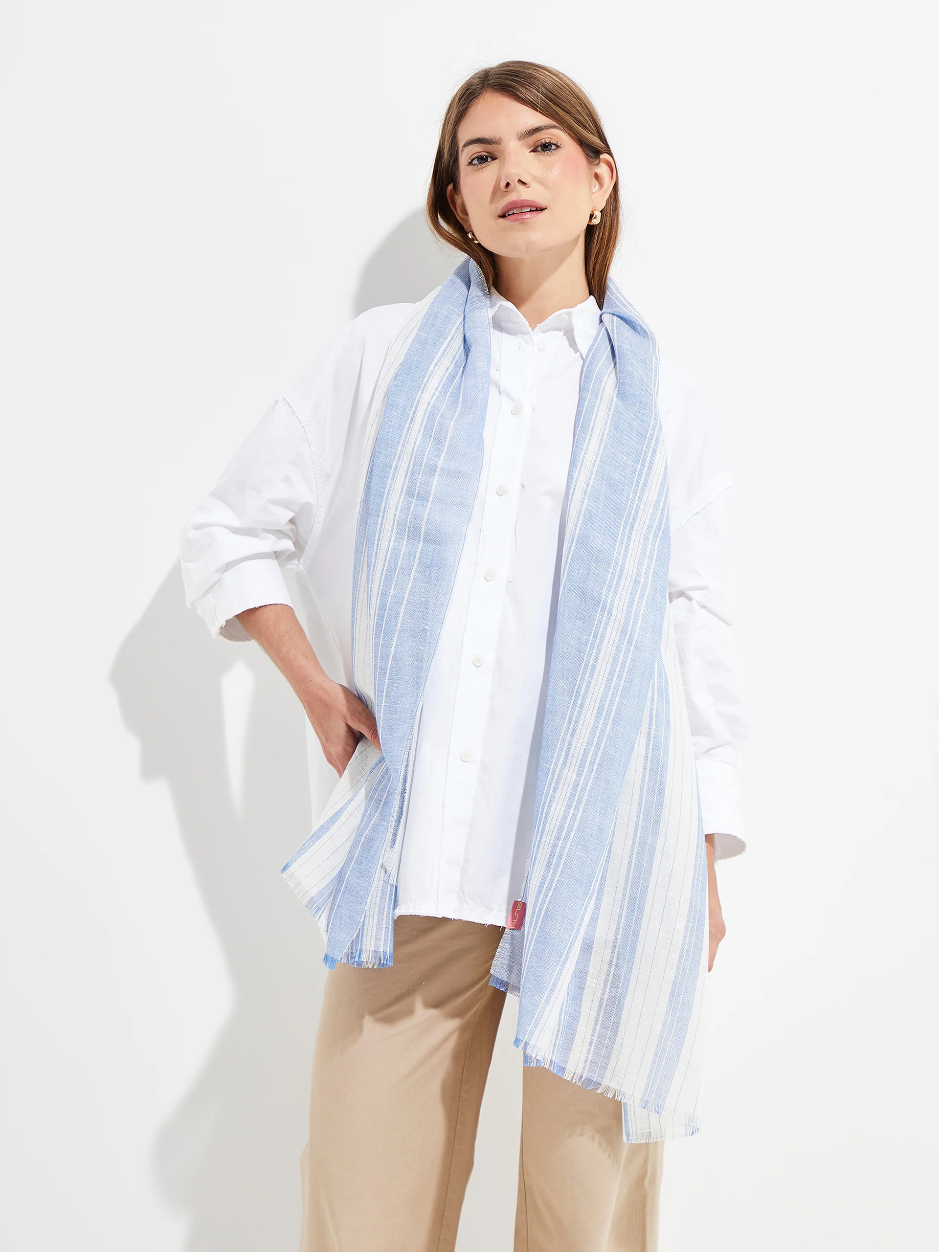 Yoga Shawl Linen Color Blue
