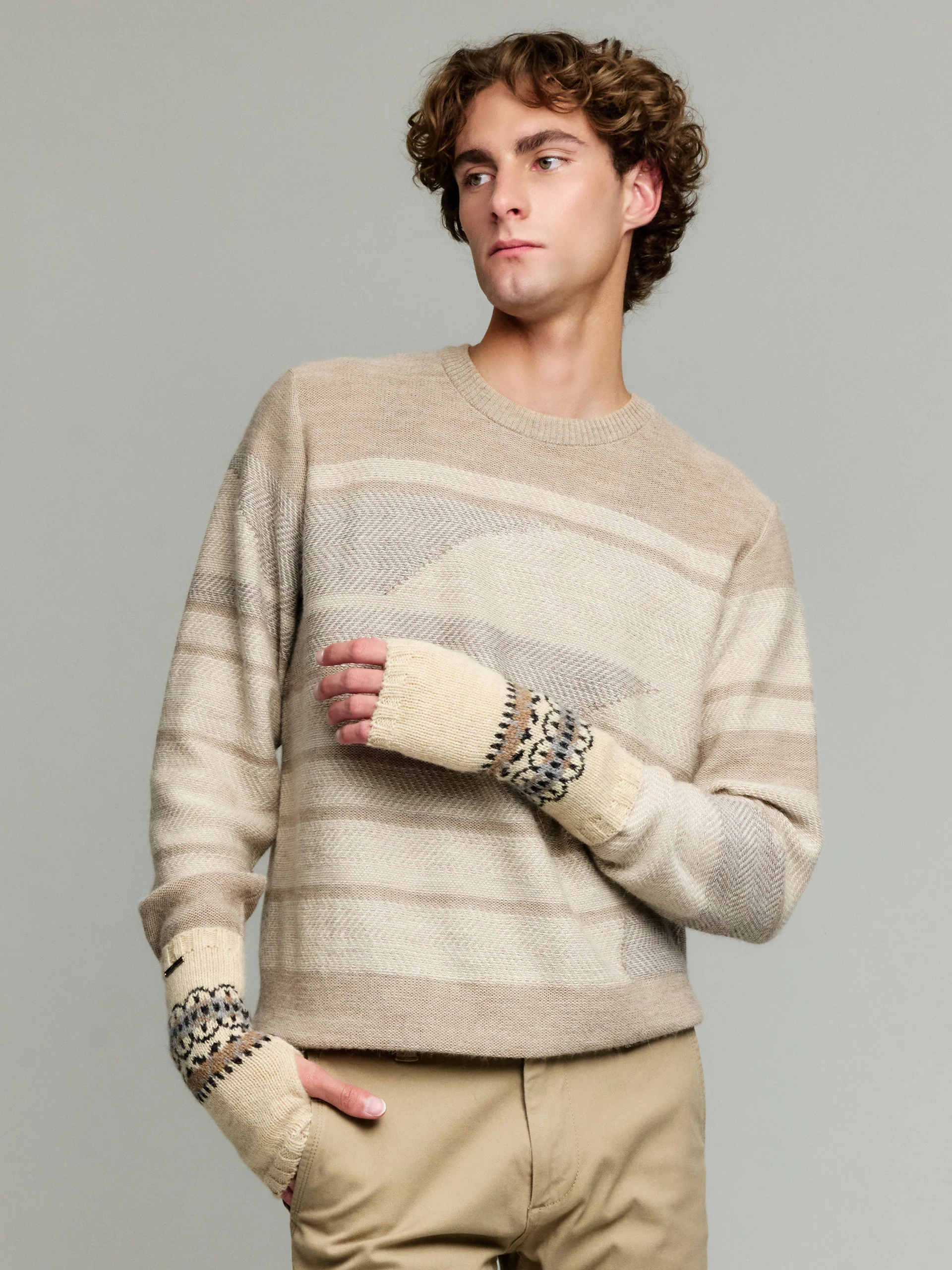 Yoke Gloves Gloves Baby Alpaca Color Beige - Image 4