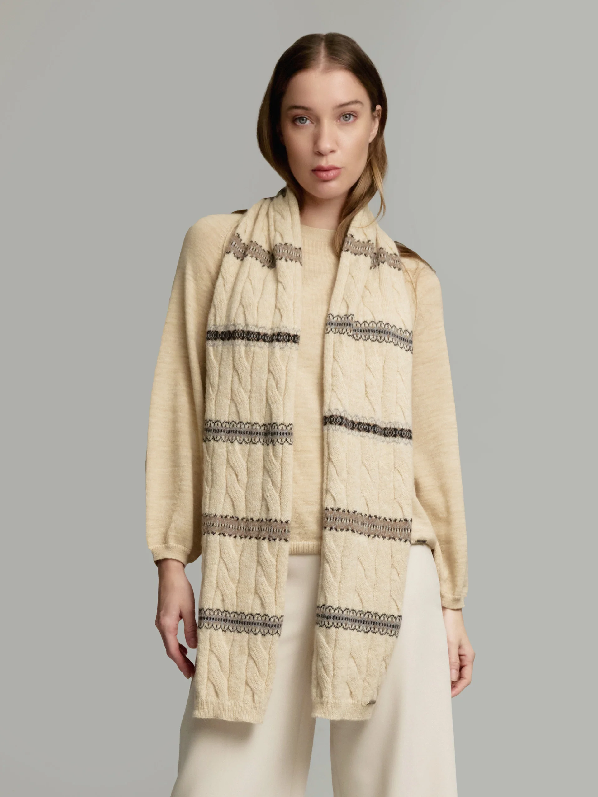 Yoke Scarf Scarf Baby Alpaca Color Beige