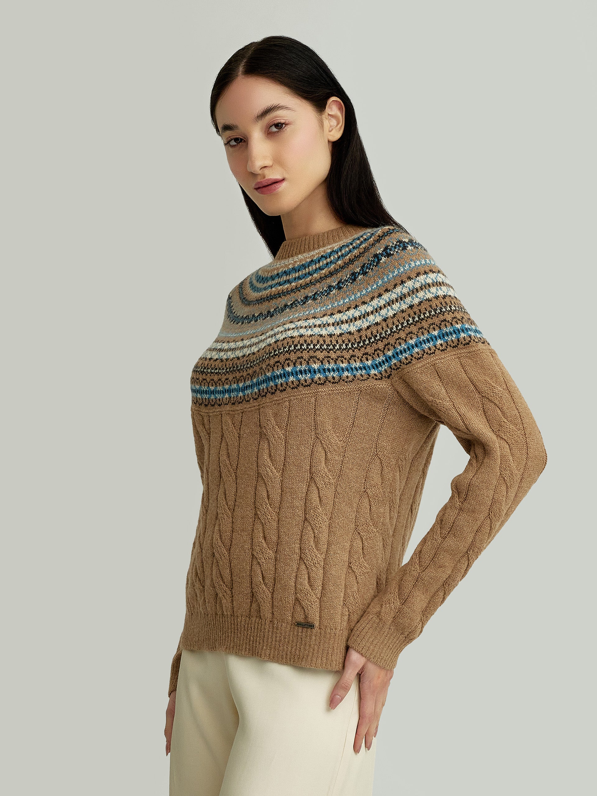 Yoke Sweater Baby Alpaca Color Camel - Image 2