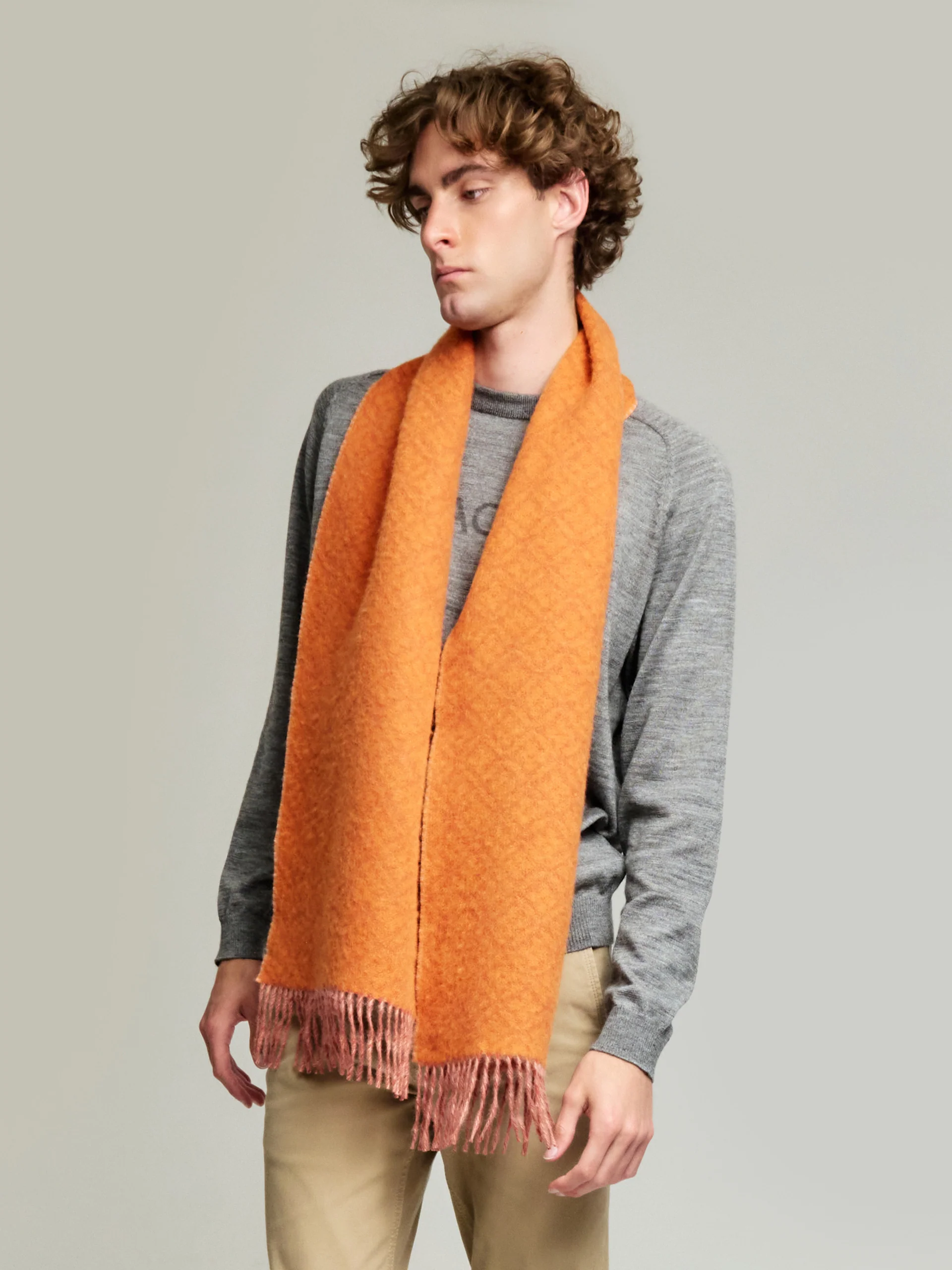 Yokey Scarf Baby Alpaca Color Orange - Image 4