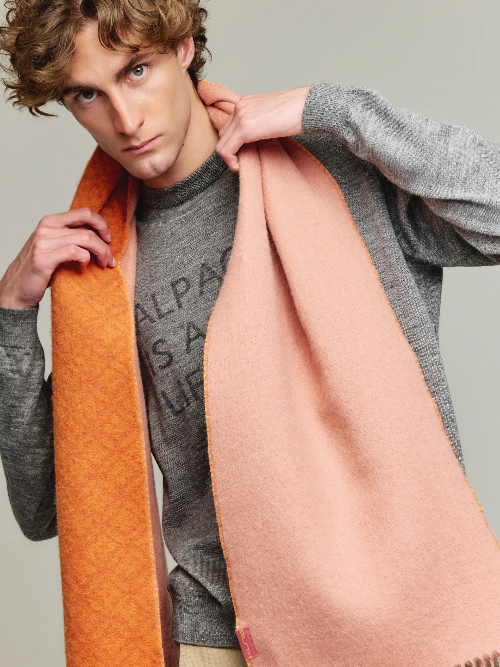 Yokey Scarf Baby Alpaca Color Orange - Image 5