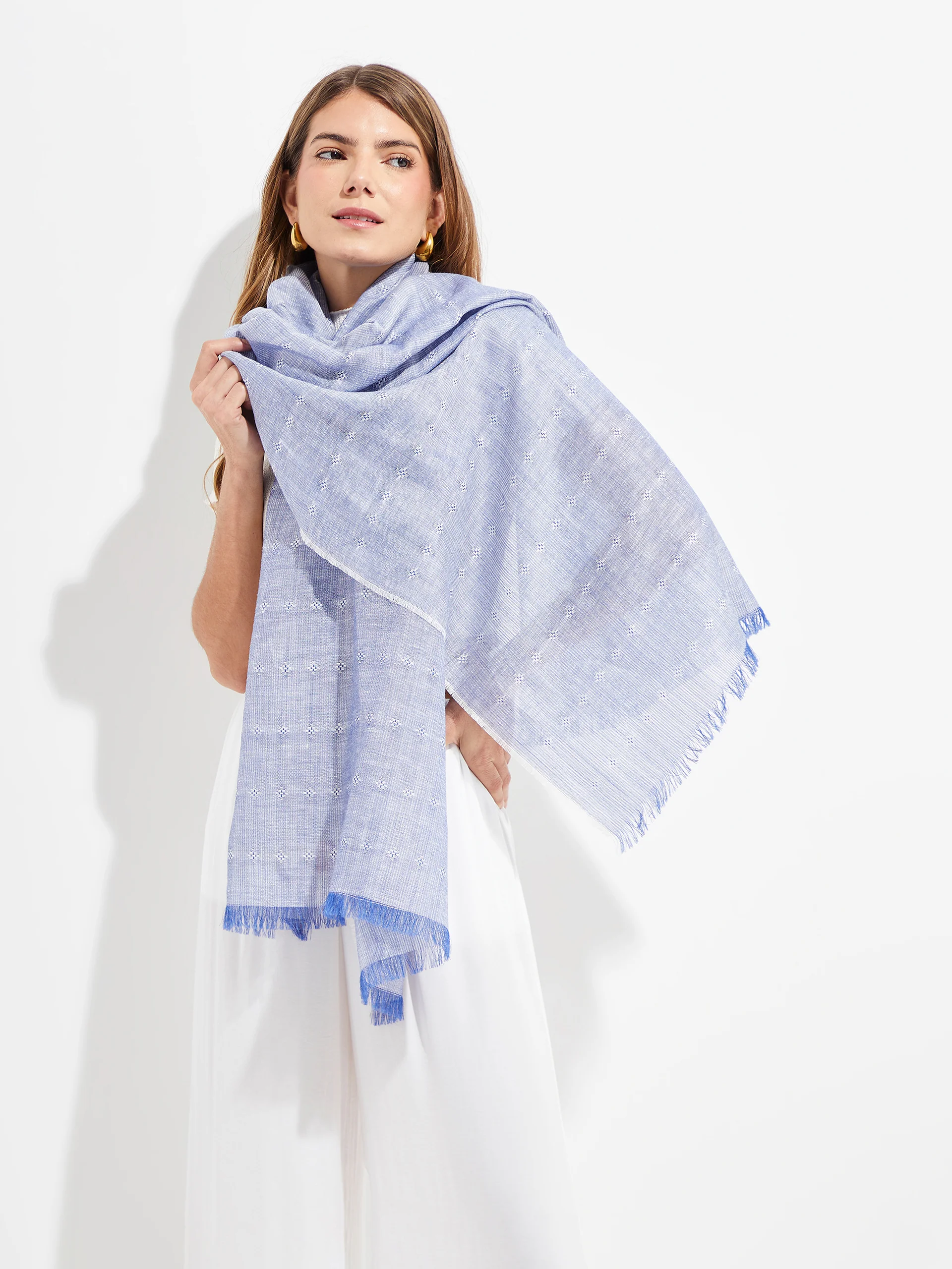 Yvory Shawl Linen Color Blue