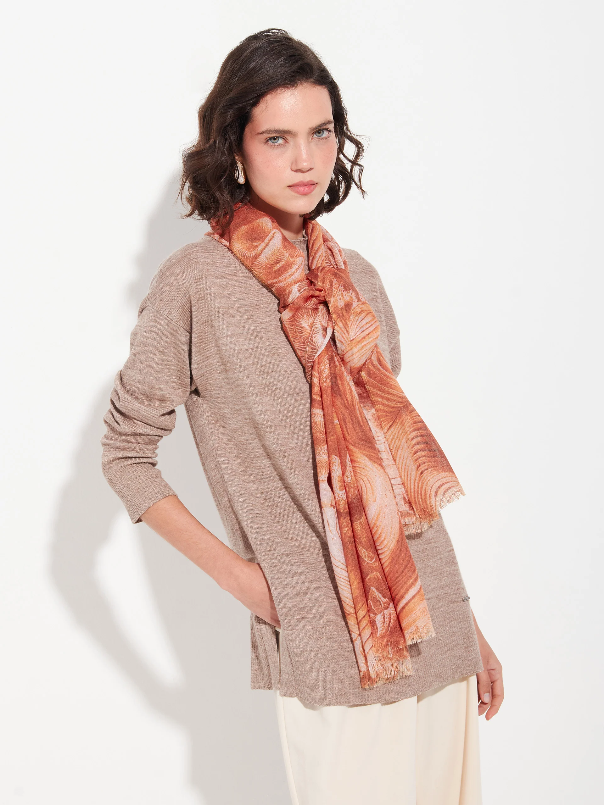 Zanone Shawl Baby Alpaca Color Orange - Image 3