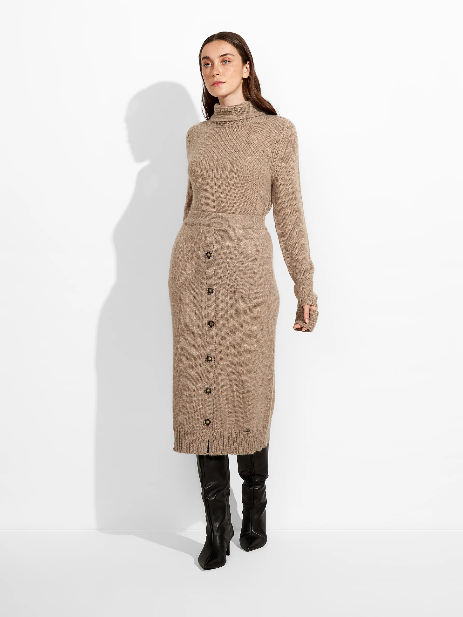 Zita Skirt Baby Alpaca Color Brown - Image 4